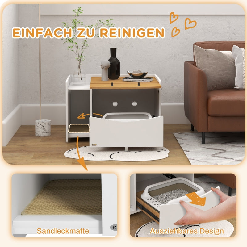 Cat Litter Box, Extendable Cabinet, Oak/White