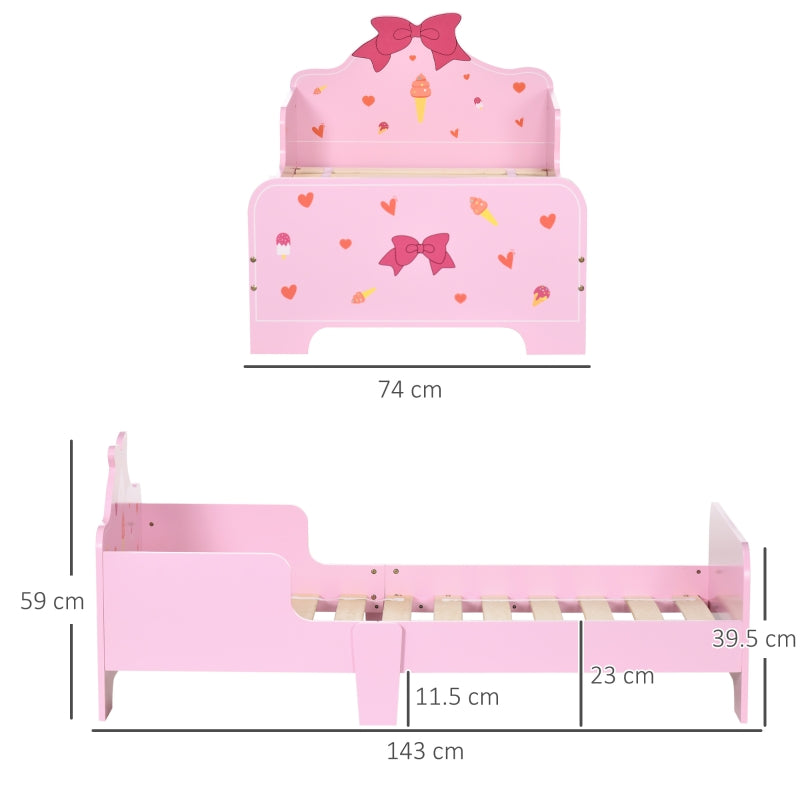 Princess-Themed Toddler Bed Safety Rails Cute Patterns Pink