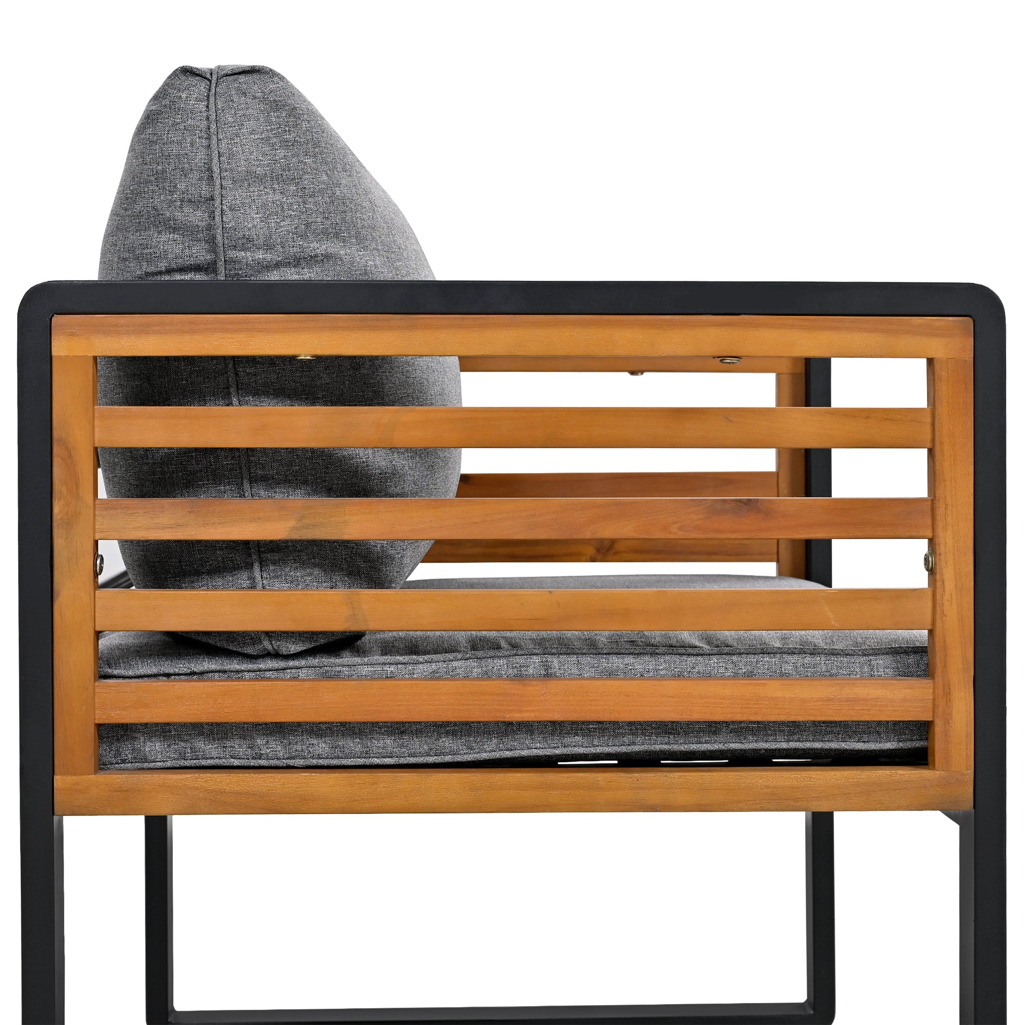 Garden Lounge Set 5-6 Seater Galvanized Iron Frame Wood Armrests