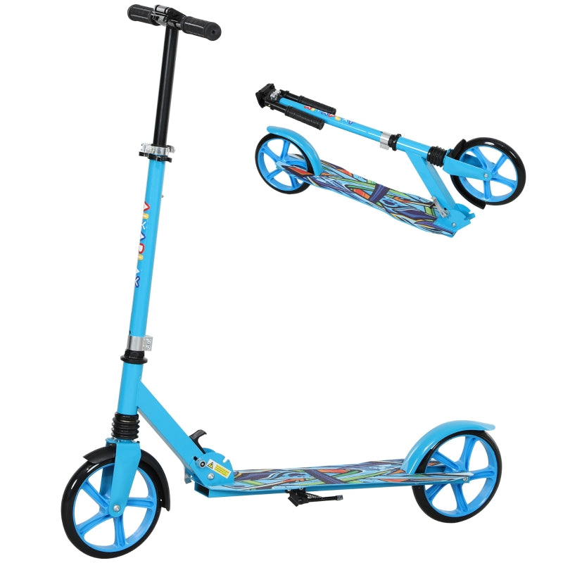AIYAPLAY Children's Scooter, Foldable with Adjustable Handlebar, 2 Large Wheels, Rear Mudguard Brake, Blue