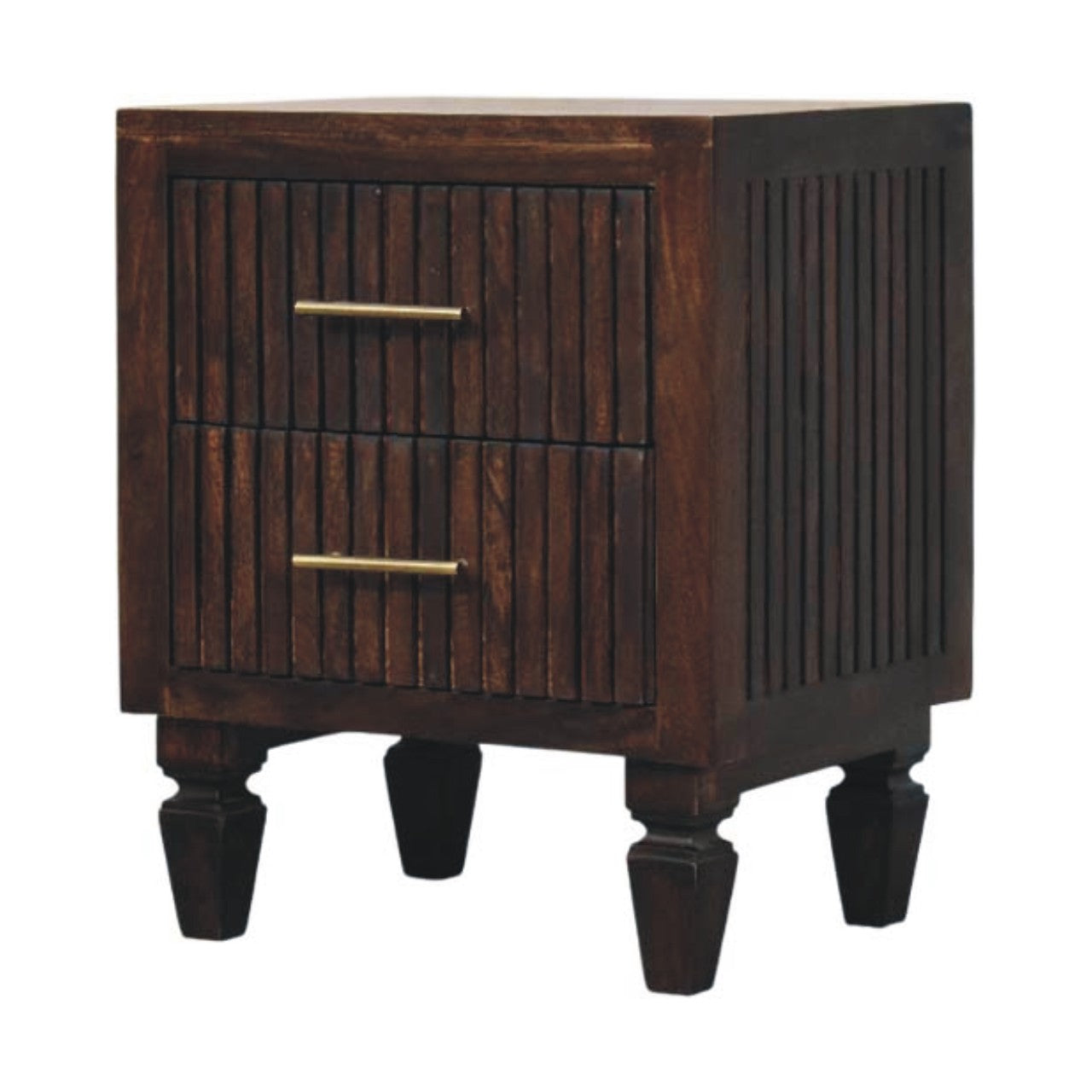Belmont 2 Drawer Nightstand, Solid Mango Wood, Oak Finish