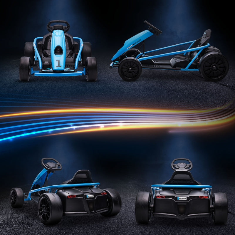 Drift Kart 24V Electric Ride-On, 2 Speeds, Blue