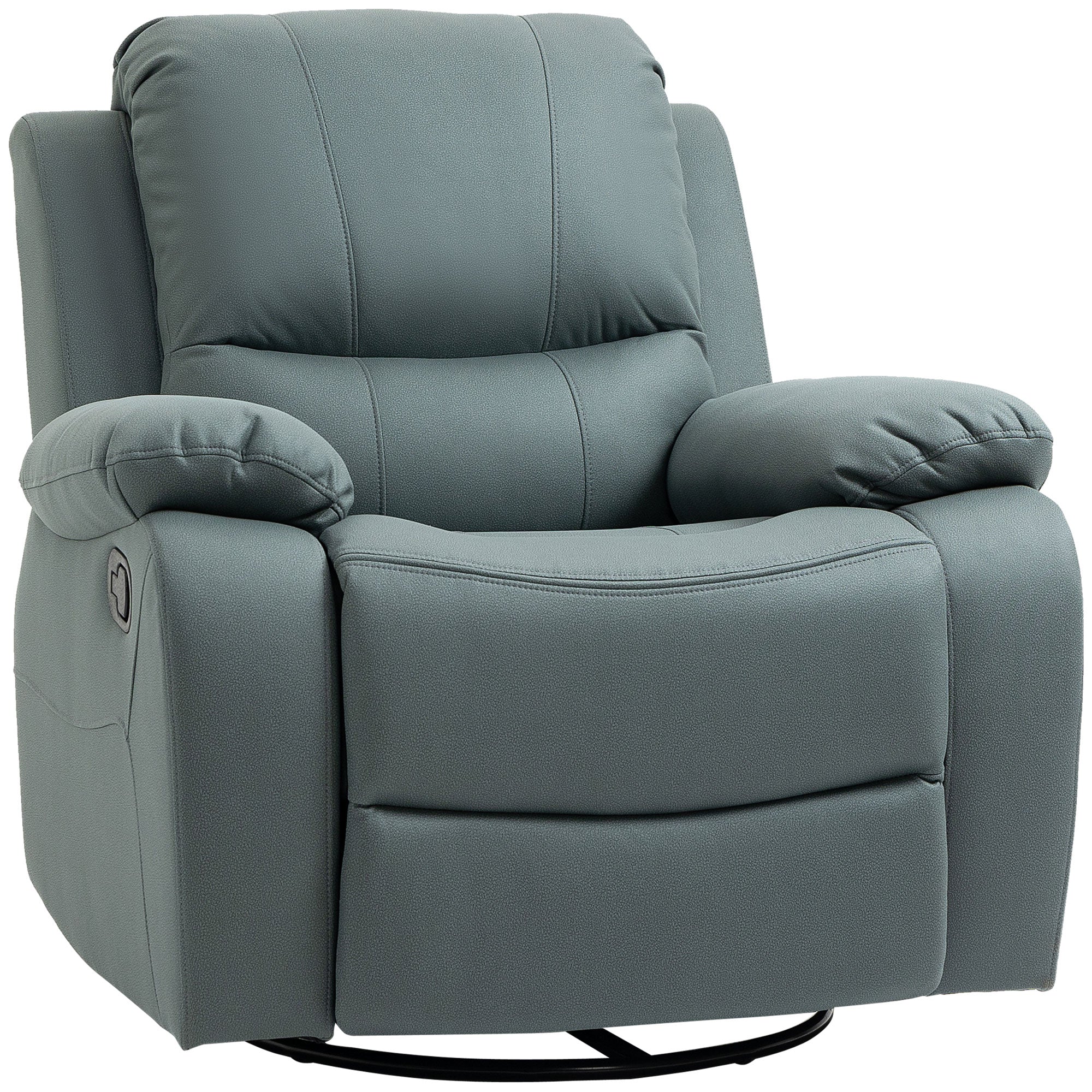 Swivel TV Armchair, 135° Reclining with Footrest, Polyester Green