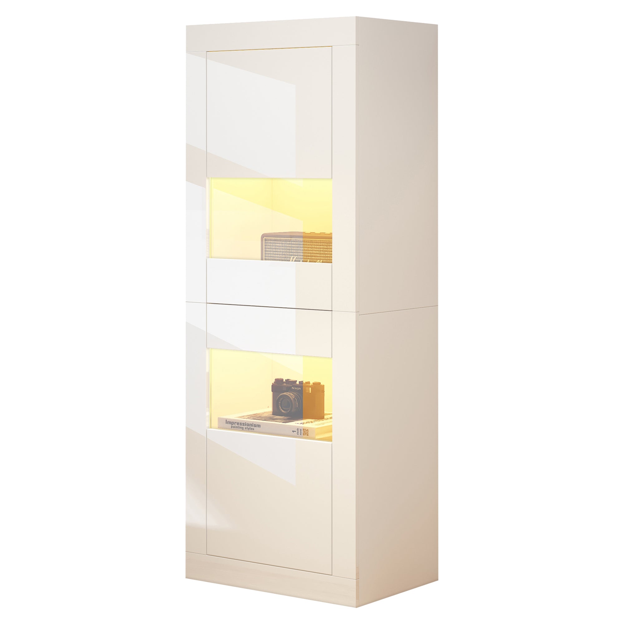 Display Cabinet LED Lighting Freestanding 61x42x162 cm High-Gloss White