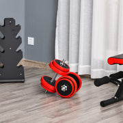 Dumbbell Set 20KGS 2-IN-1 Adjustable Dumbbells & Barbells, Red Black