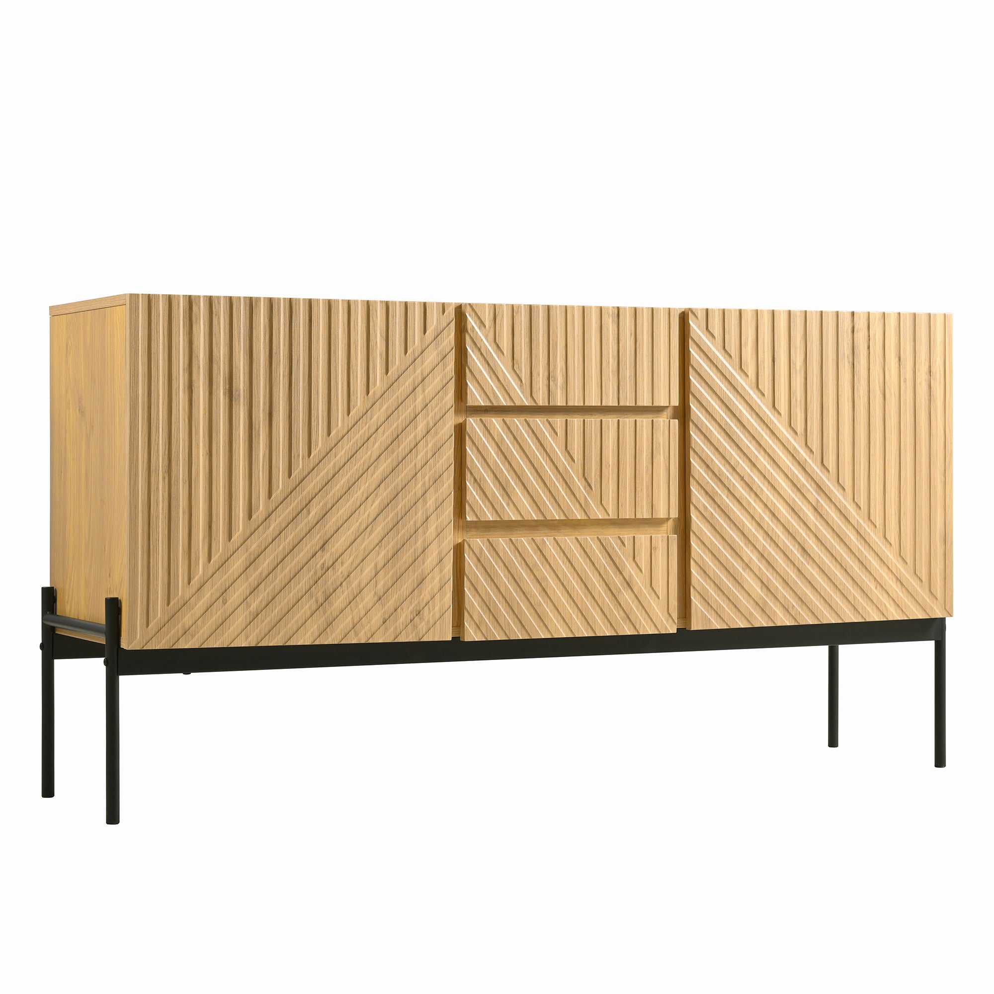 Sideboard with 2 doors and 3 drawers, metal legs