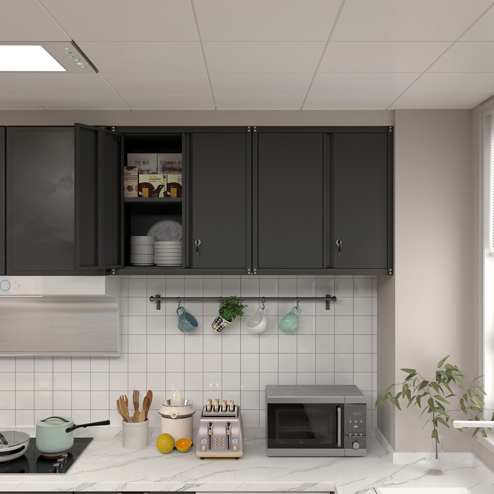 Metal Storage Cabinet 2-Door Adjustable Shelves - Steel