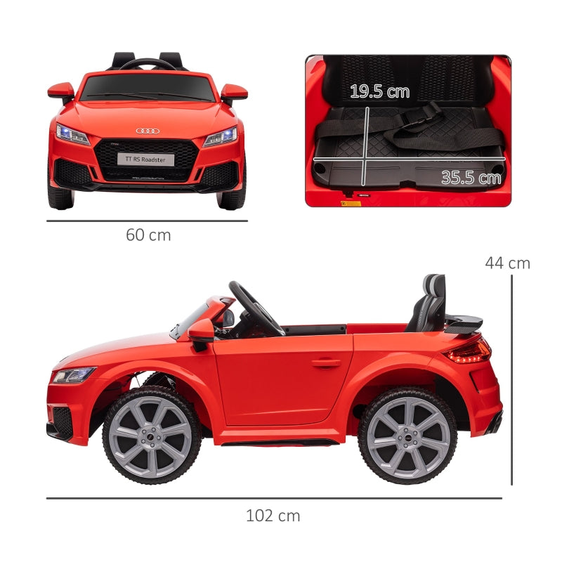 Kids Licensed Audi TT Ride-On Car, 12V with Remote, Suspension, Headlights, MP3 Player, Red