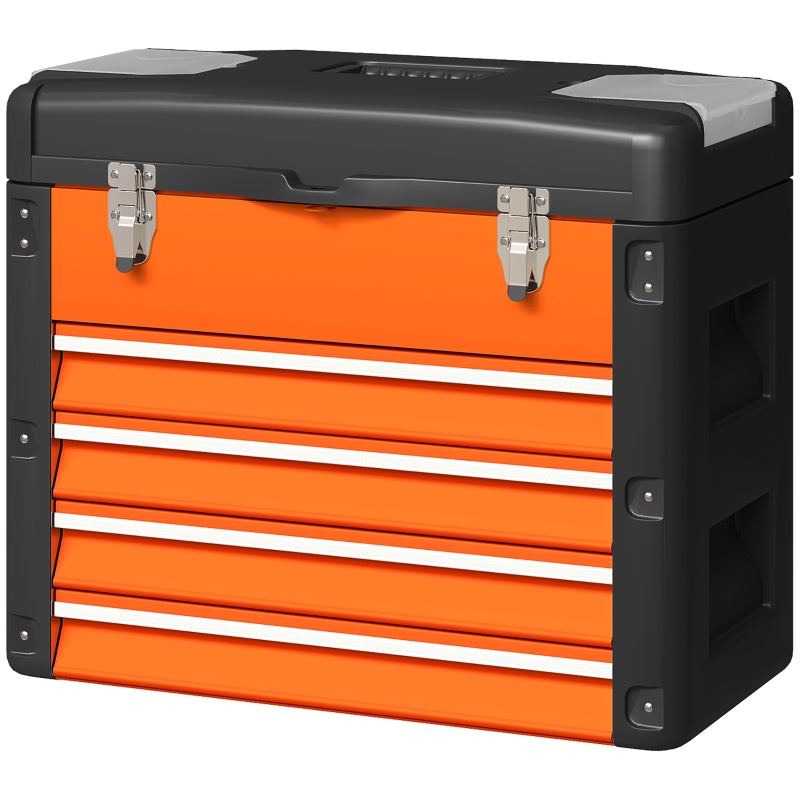 Tool box, 49.7 x 25.3 x 40.7 cm, 4 drawers, steel, orange