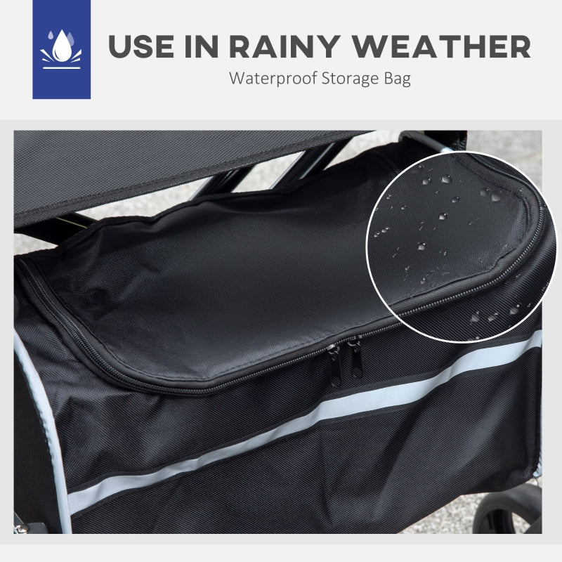 2 in 1 Wheelchair Transport Chair & Folding Rollator Walker with Seat, Backrest, Footrest, Lightweight, Adjustable Height, Pearl Blue