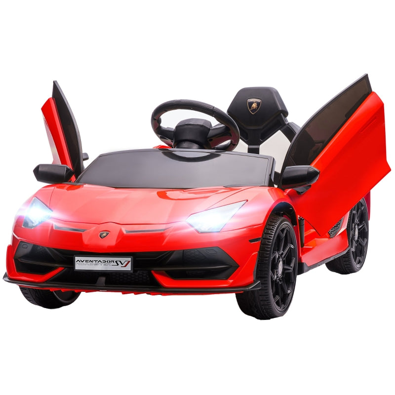 Lamborghini Aventador Licensed Electric Children's Car with Gullwing Doors and Music for Ages 3-5, Red