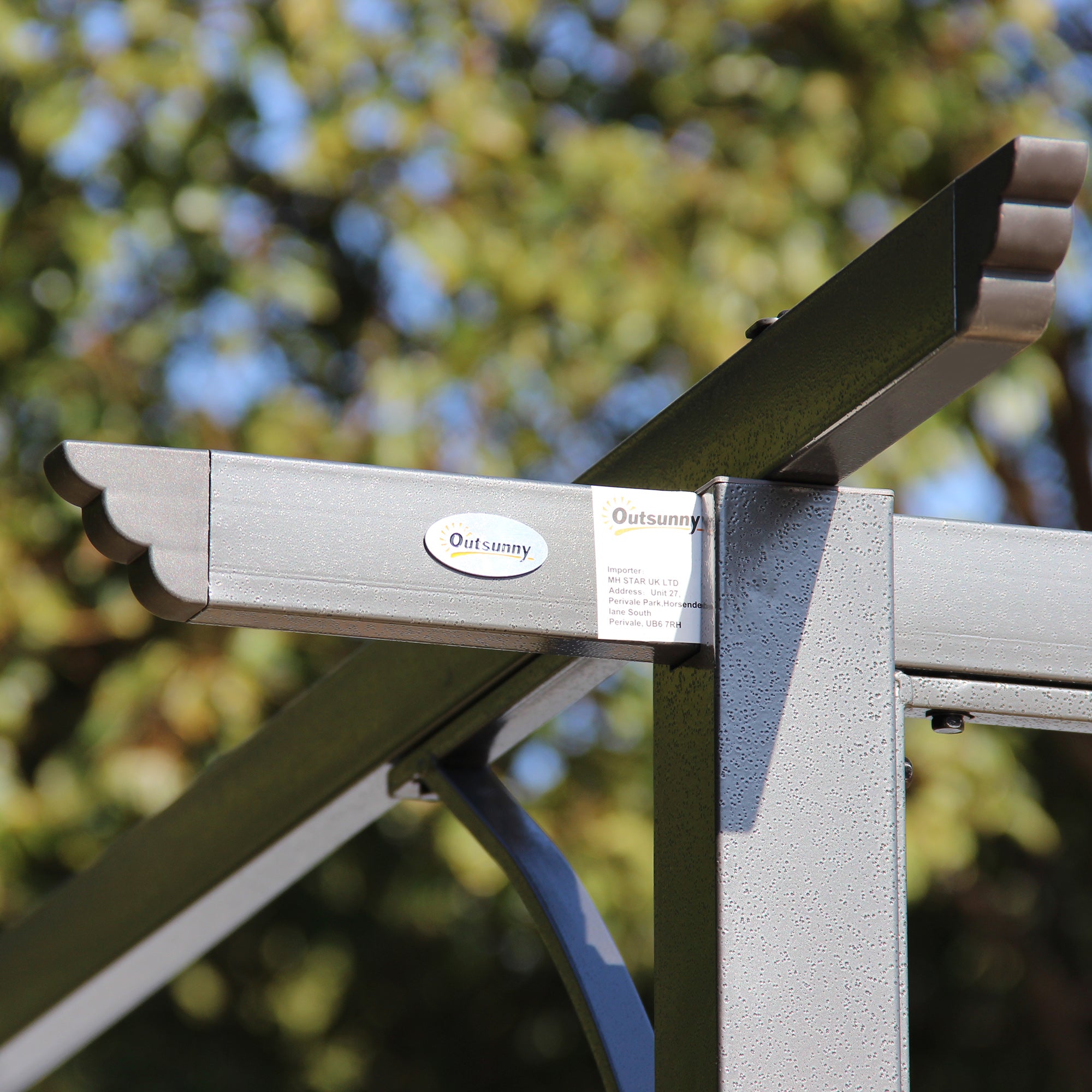 Metal Pergola Gazebo Awning 3.5M X 3.5M Retractable Canopy Sun Shade, Grey