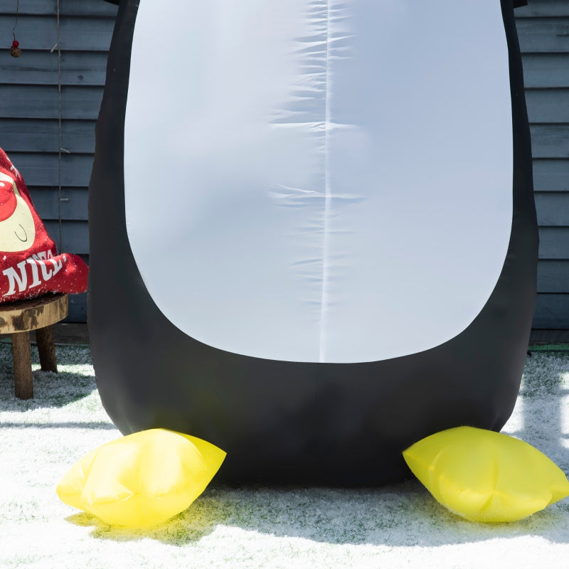 Inflatable Penguin & Christmas Banner, 8ft, LED Lights, Weather-Resistant Shell