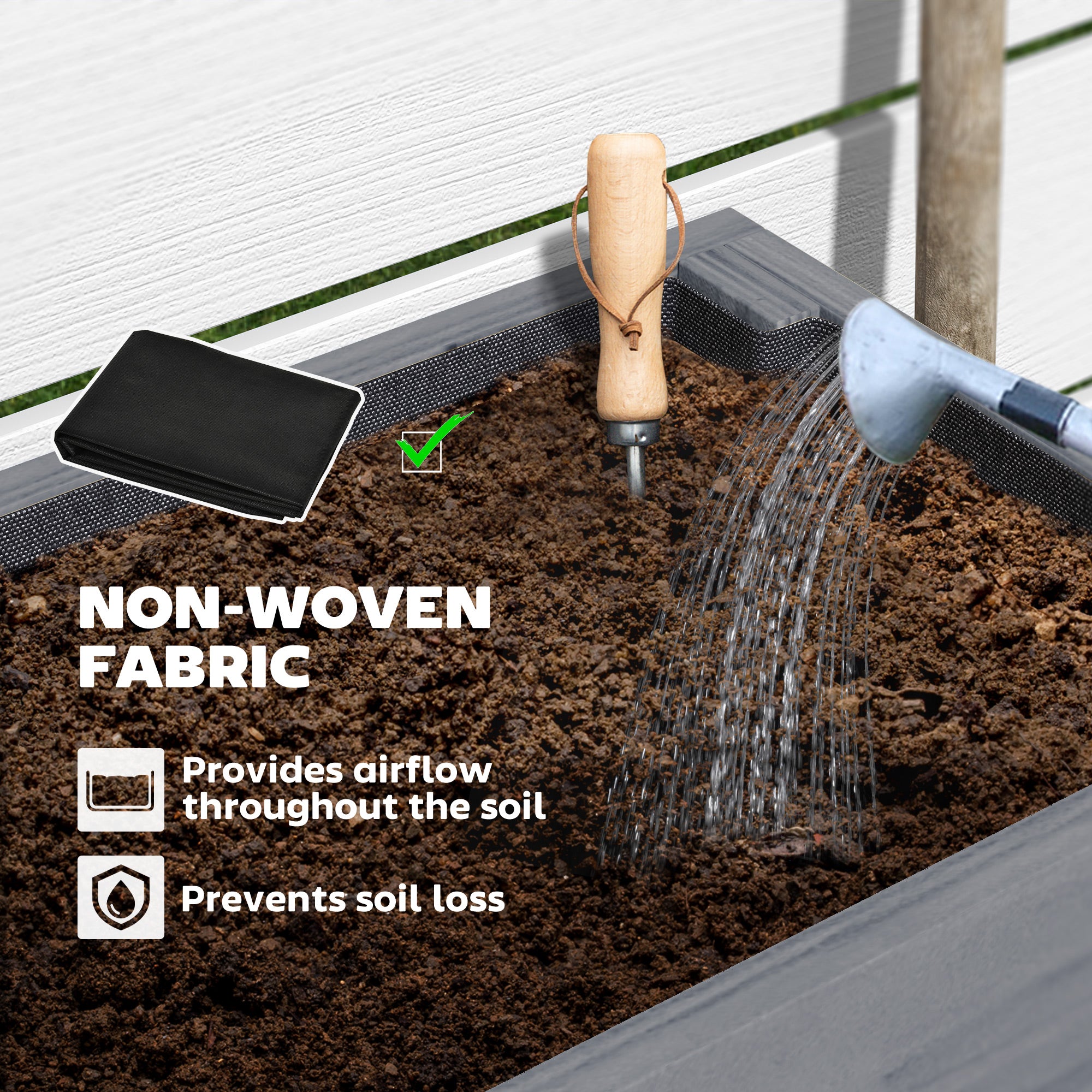 Wooden Two-Tier Raised Planter for Garden Herbs Vegetables, Grey