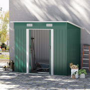 Outdoor Storage Shed 7 x 4ft with Foundation Kit, Metal Green