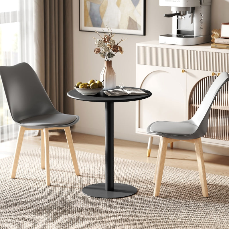 Dining Table, Round Modern 2-Person Ø60 x 72 cm Steel, Black