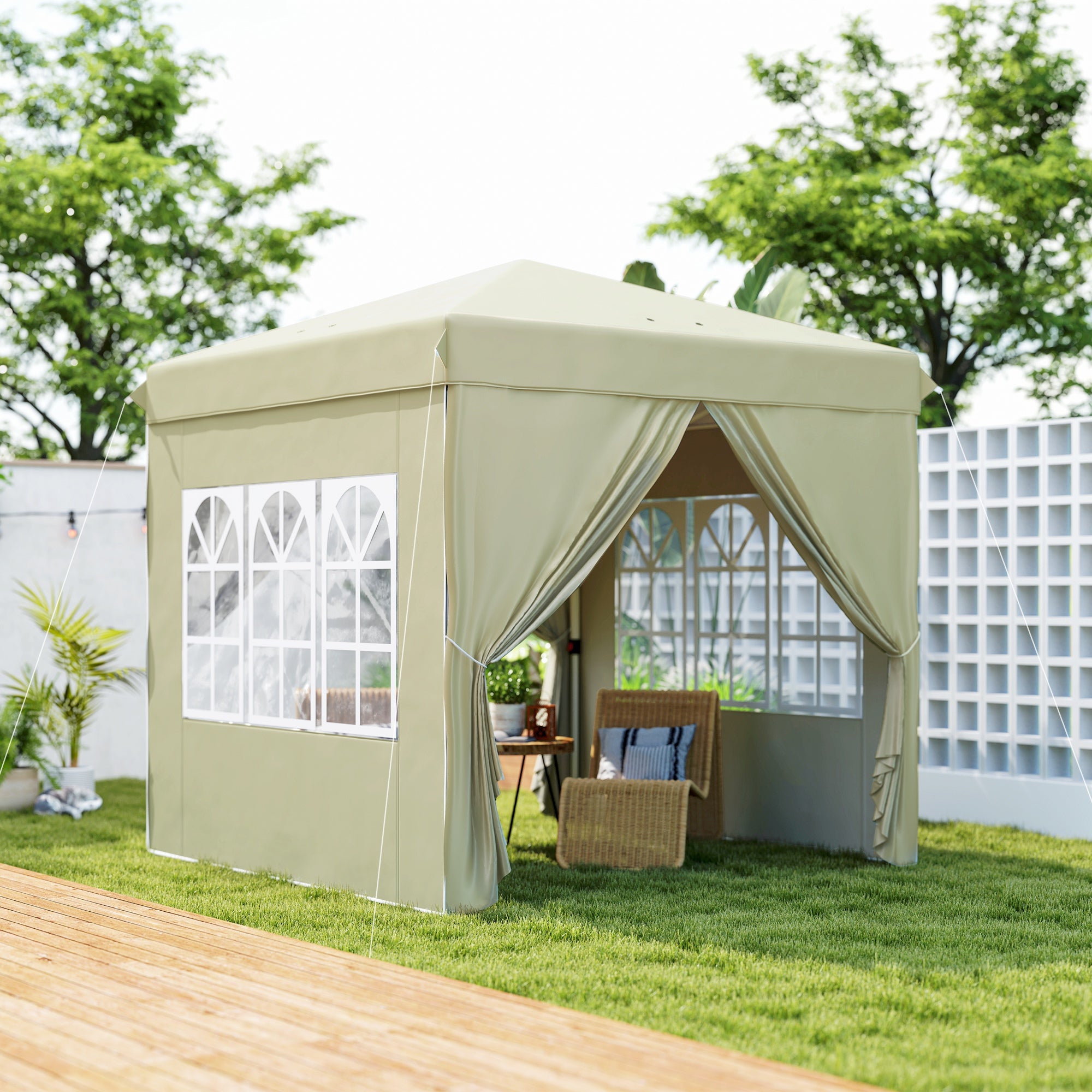 Pavilion 2.5x2.5m Pop-up Folding UV 50+ with 4 Side Panels, Cream White