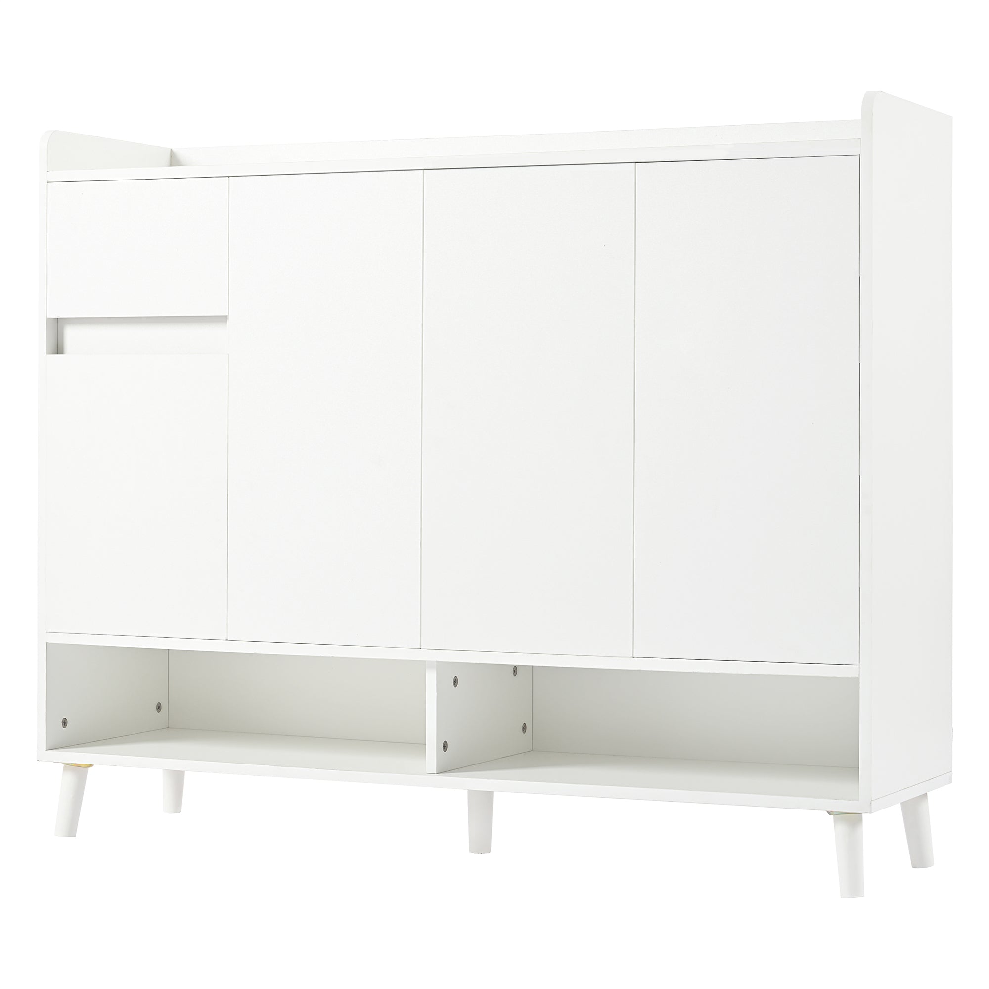 Modern Sideboard Chest of Drawers Shoe Cabinet with Large Storage, Adjustable Shelf, White