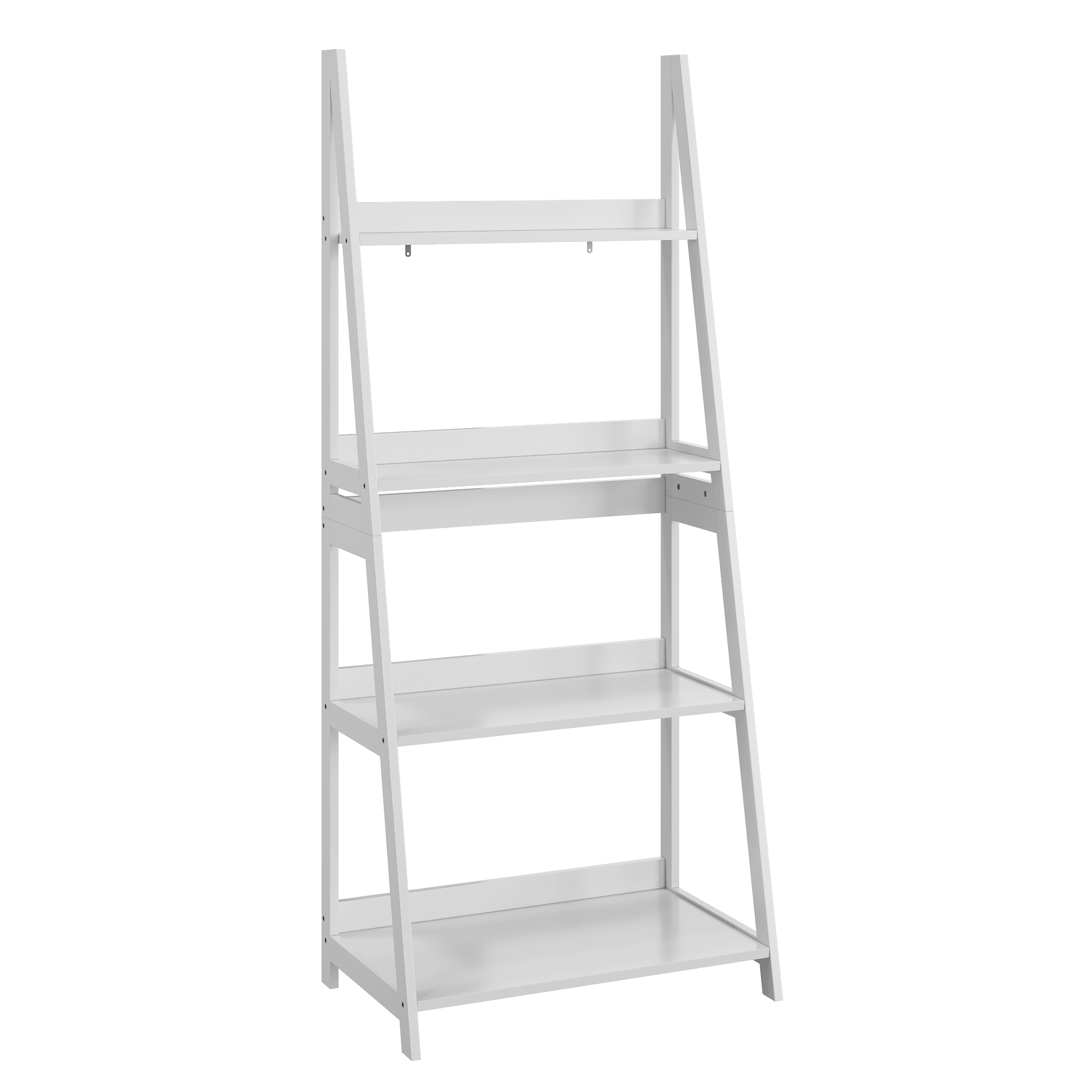 Ladder Bookshelf Display Stand, 4-Tier Bookcase, Bathroom Storage, White