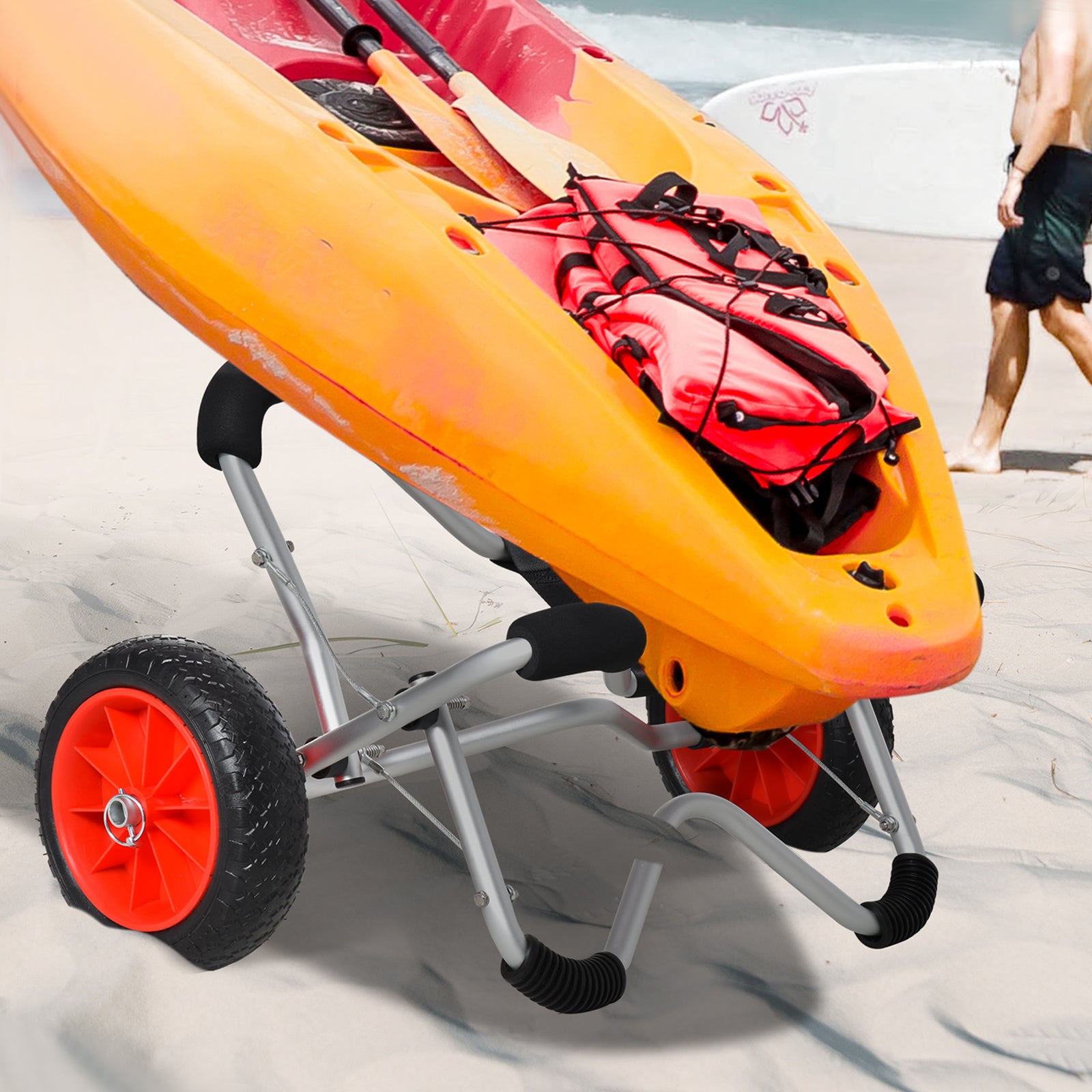 Kayak Cart Foldable, PU Tires, 75 kg, Aluminum