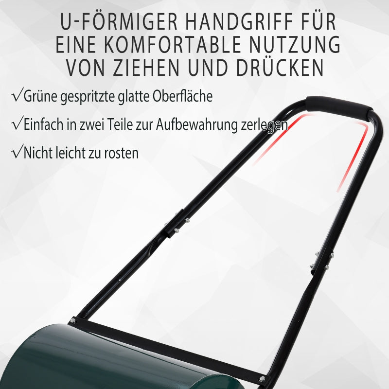 Lawn Roller Garden Roller with U-Handle, 31cm Diameter, 30cm Working Width, Metal Green