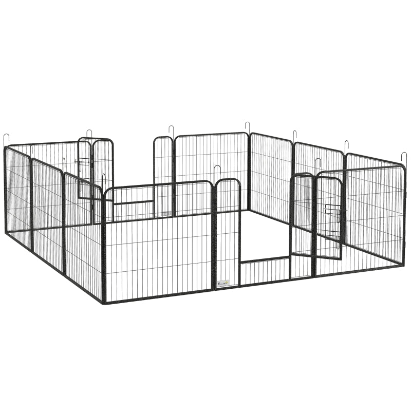 Puppy Playpen 12 Panels Heavy Duty, for Small Dogs, Indoor Outdoor Use - Silver