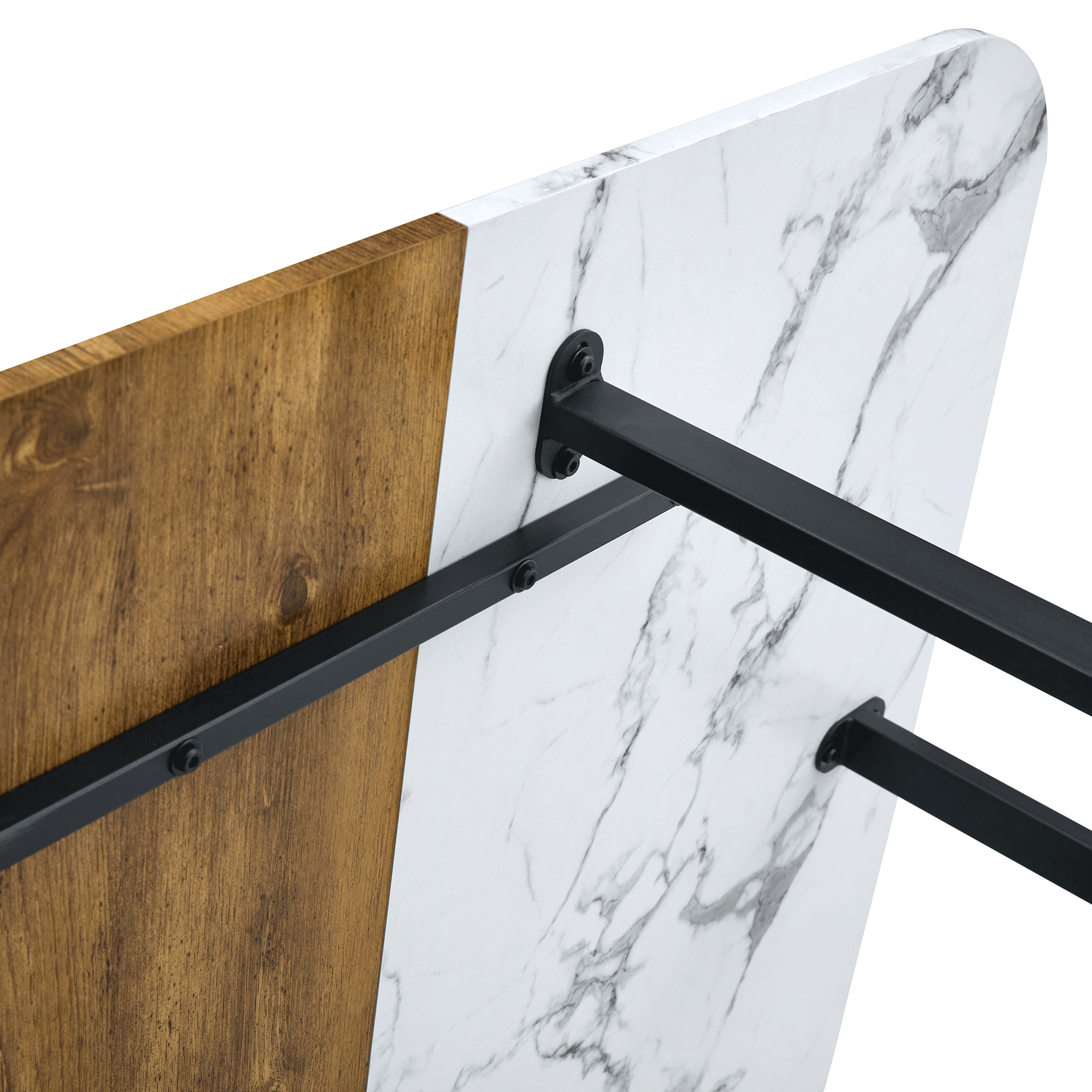 Extendable Dining Table Space-Saving Wood Grain 4-6 Person Black/Metal