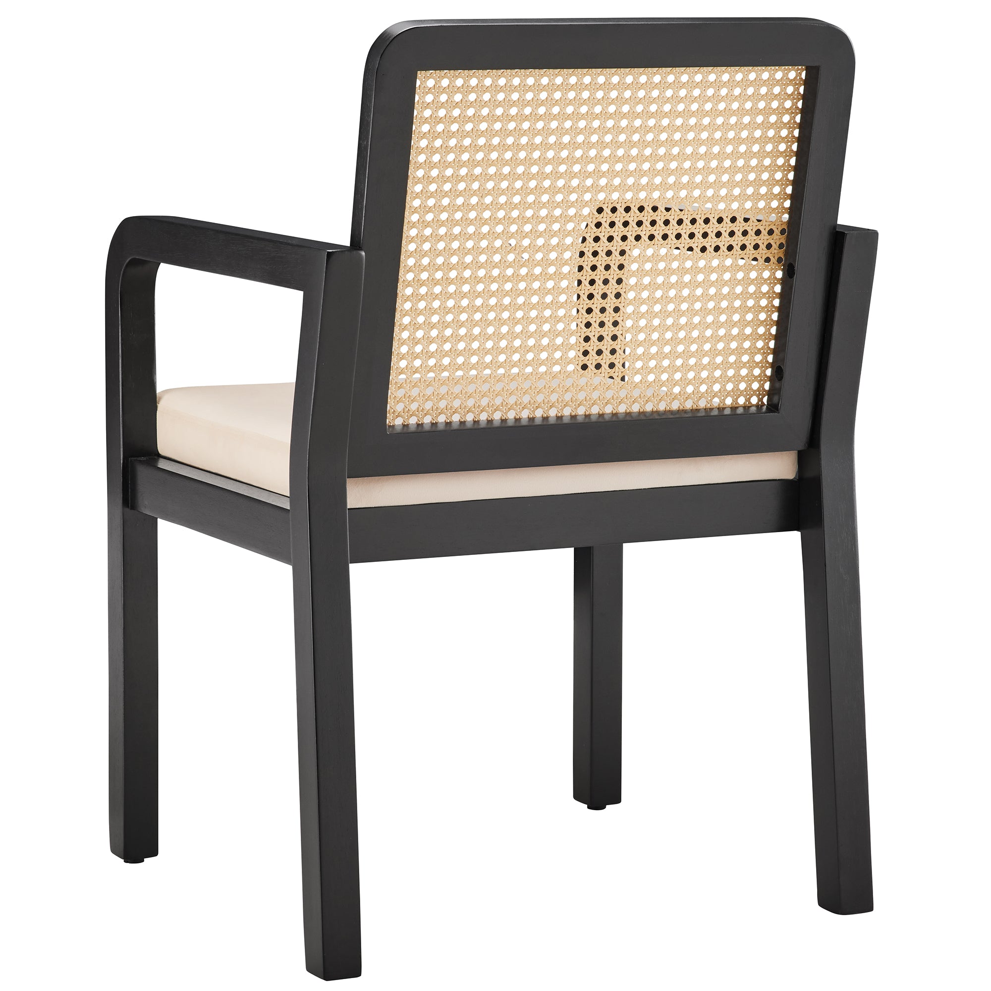 Dining Chair Set of 6, Ergonomic Luxury with Rattan Backrest and Rubberwood Legs, Velour Fabric