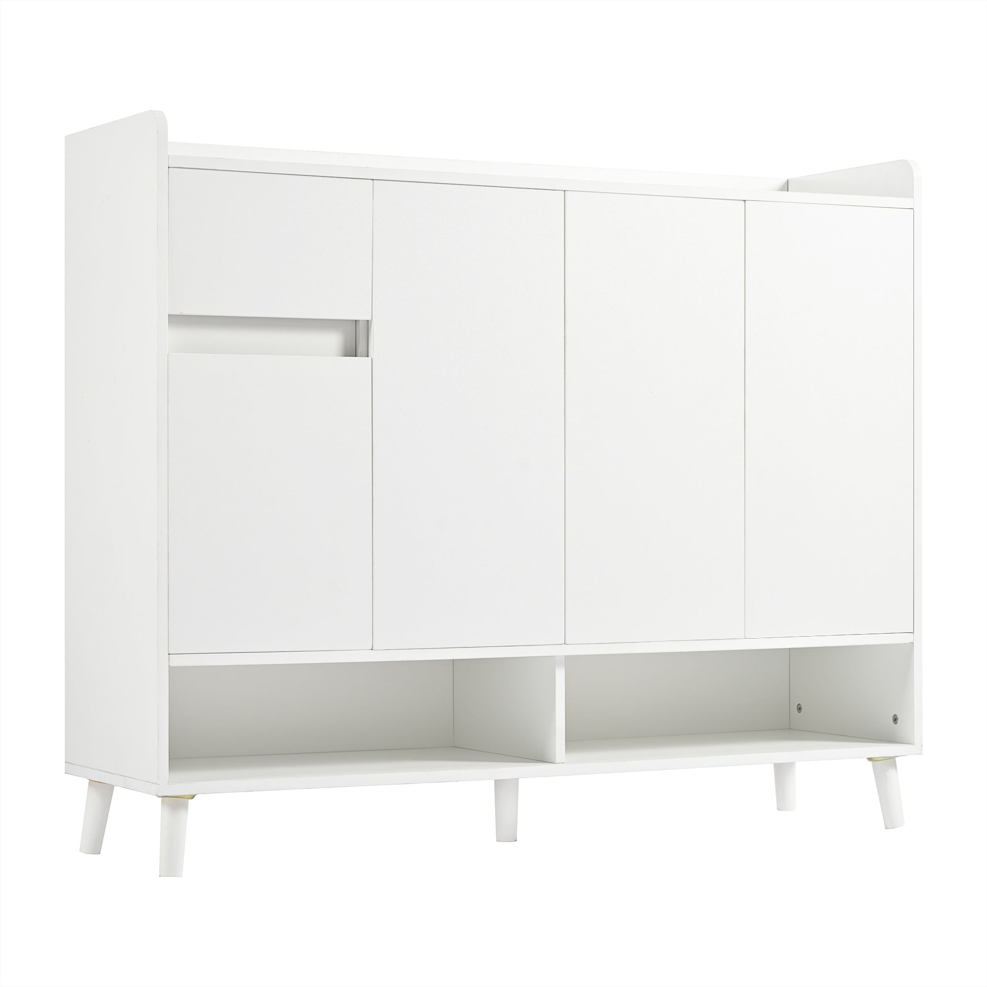 Modern Sideboard Chest of Drawers Shoe Cabinet with Large Storage, Adjustable Shelf, White