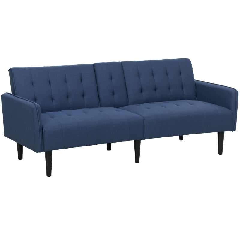 Three-Seater Sofa Bed with Cupholders - Dark Blue