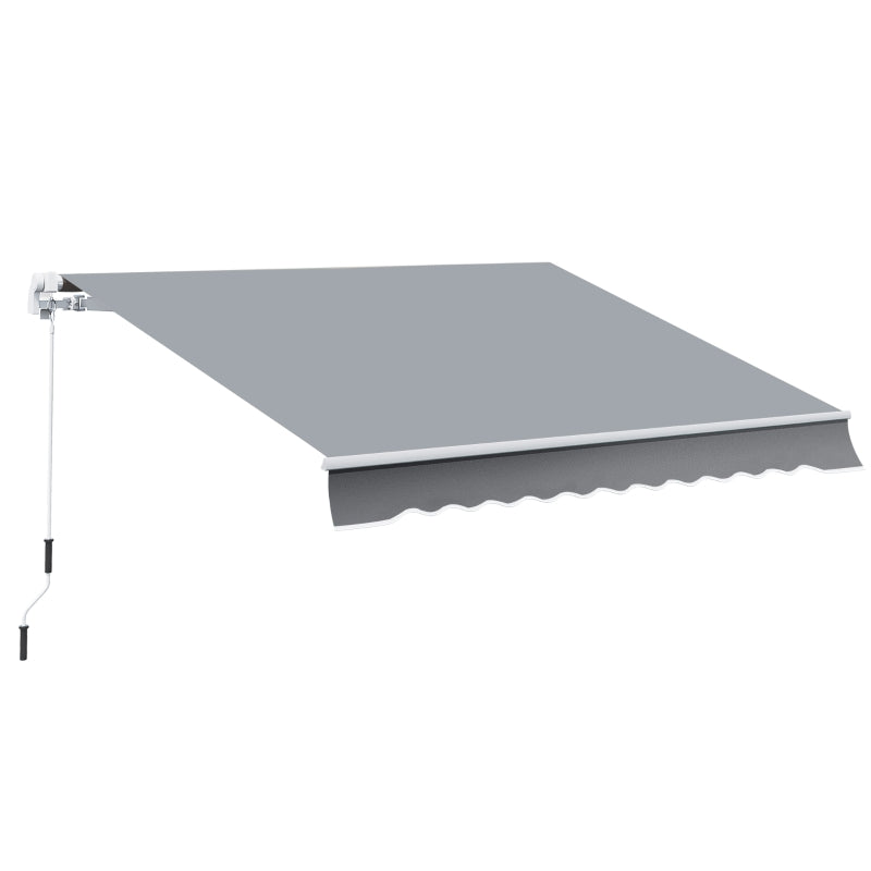 Retractable Awning, 3.95 x 2.45 m, Hand Crank, Polyester, Grey/White