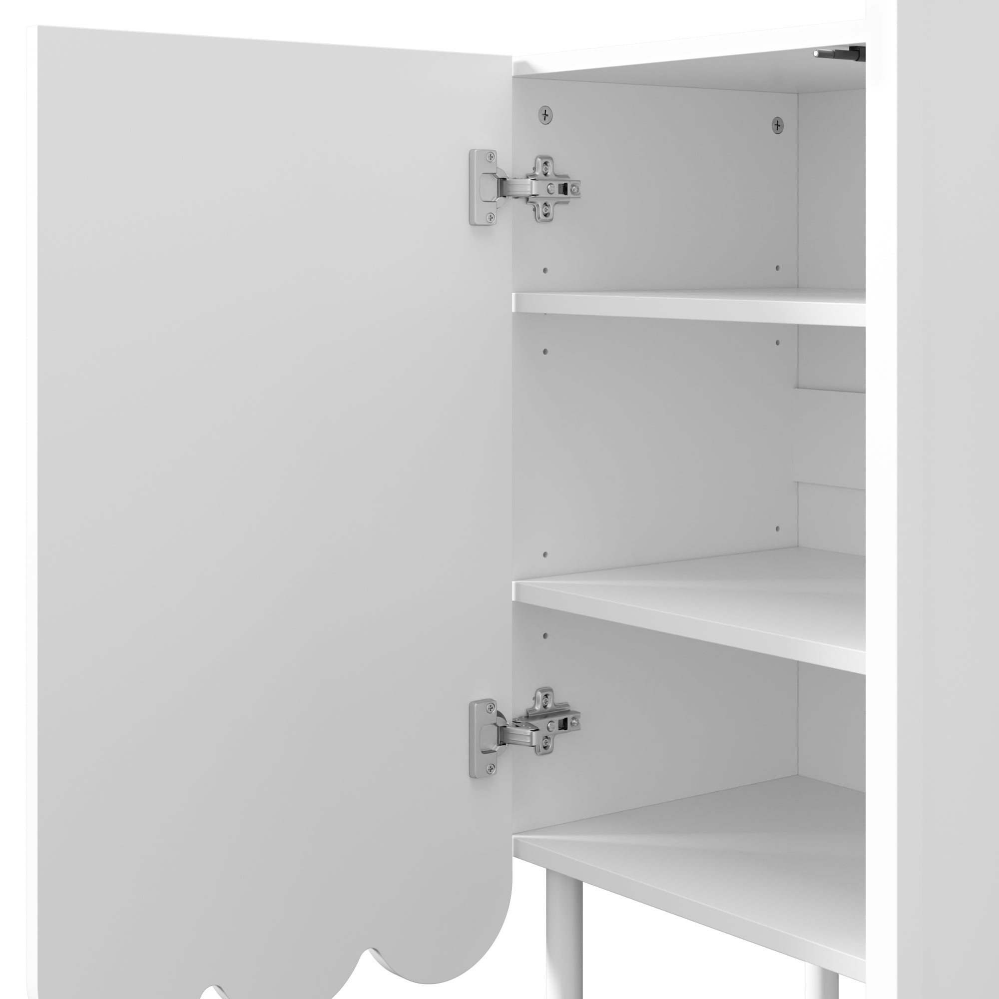 Sideboard, Wave Doors, Handleless, Adjustable Shelves, White