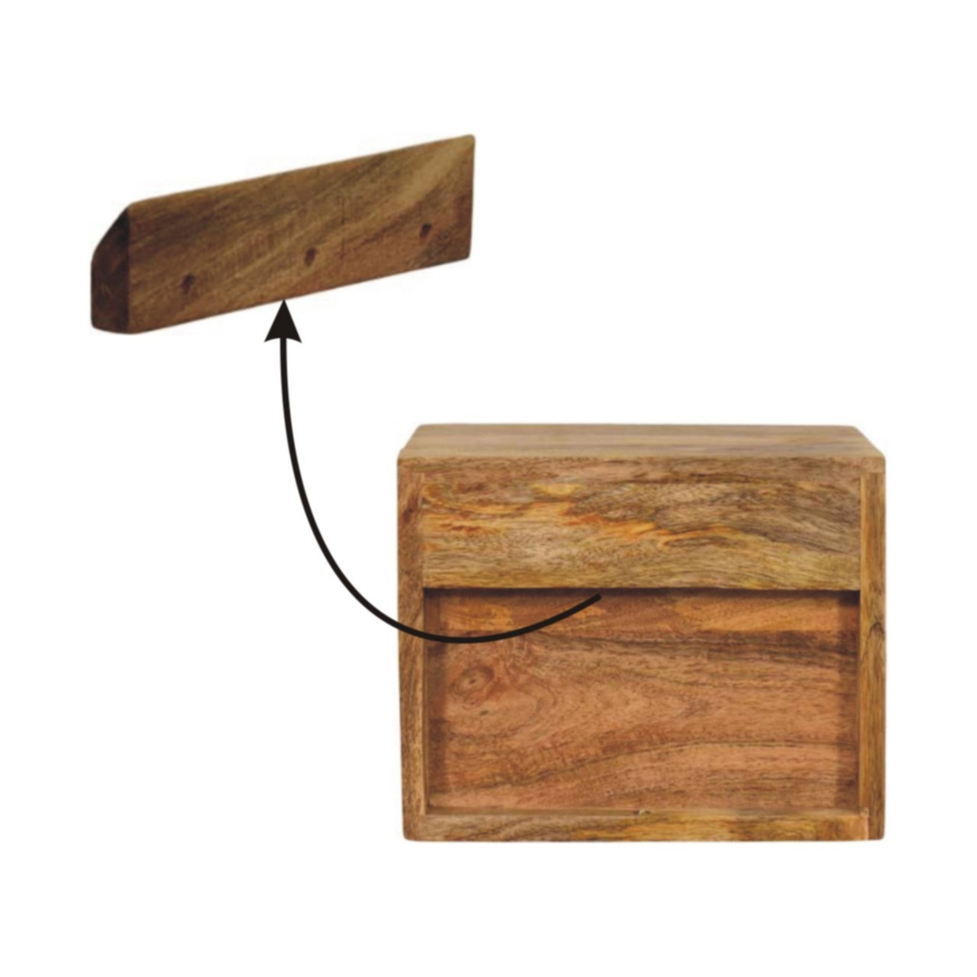 Solid Wood Solis Wall Mounted Nightstand with Drawer, Brown Oak-ish