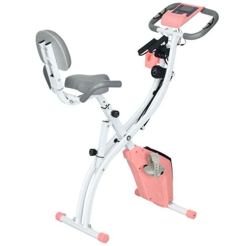 X-Bike 2-in-1 Foldable Exercise Bike with LCD Display & Heart Rate Monitor, Steel, Pink