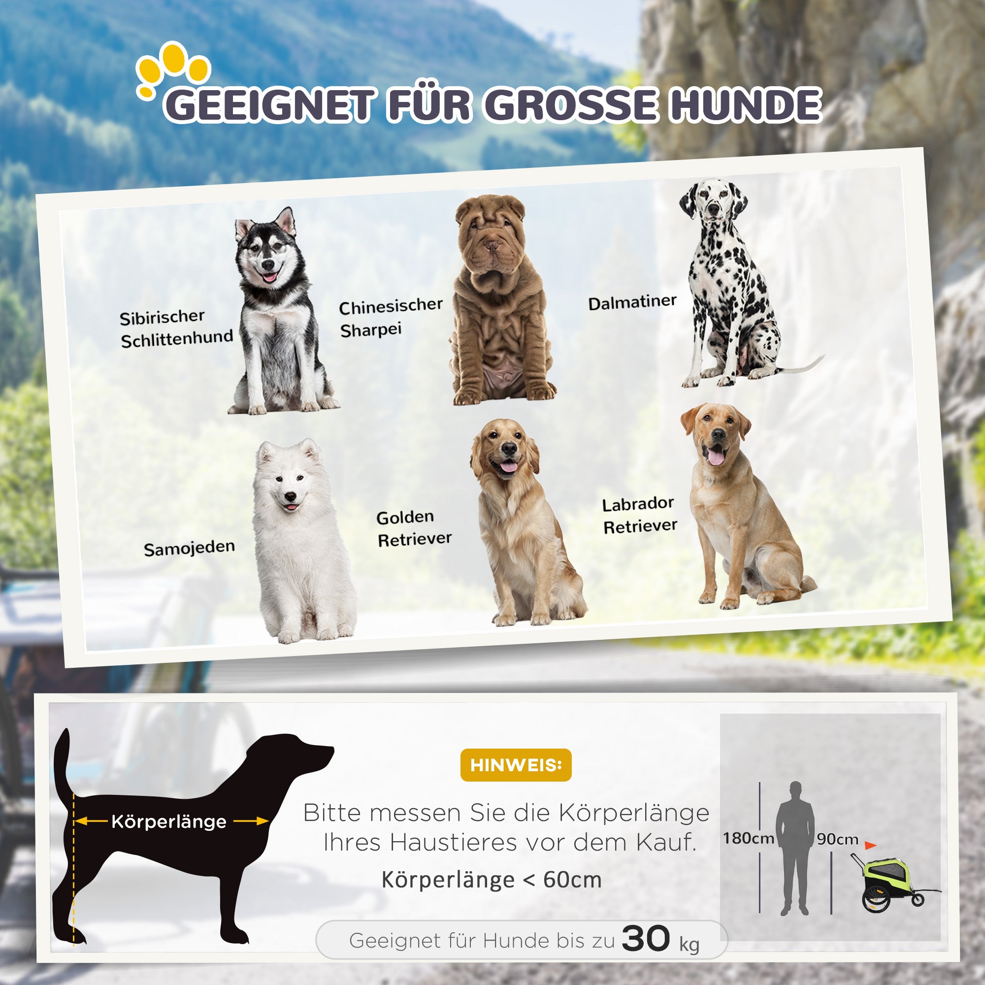 2-in-1 Dog Trailer/Stroller Bicycle Carrier Max 30kg, Oxford Fabric, Green