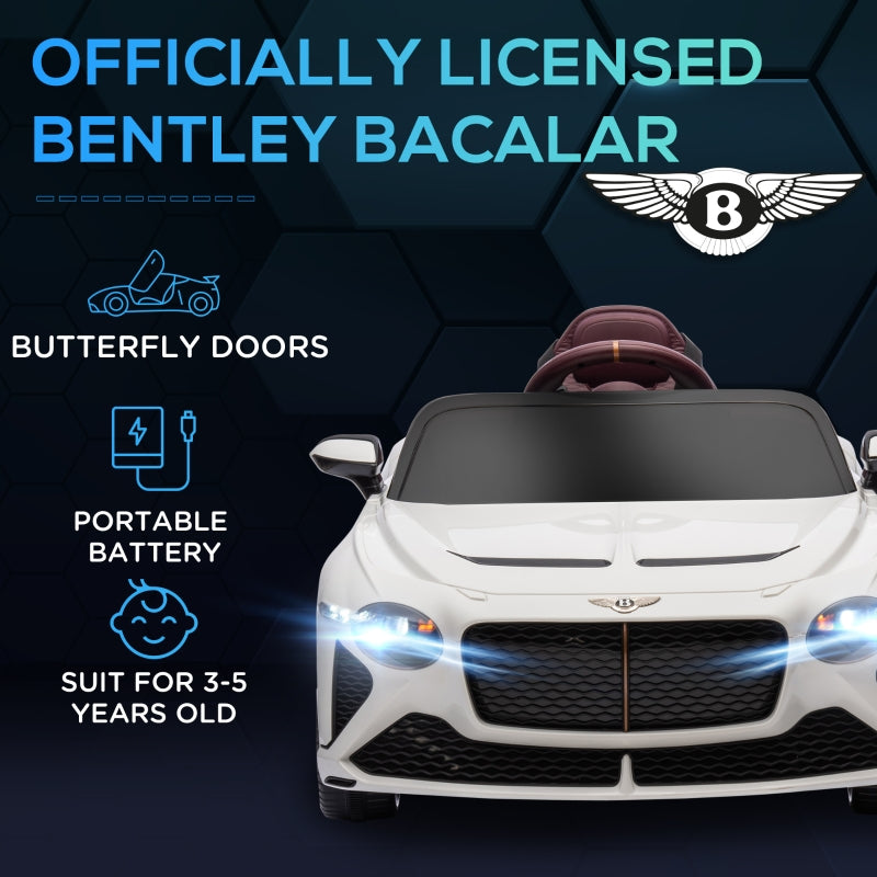 Bentley Bacalar 12V Electric Ride-On Car with Remote Control, White