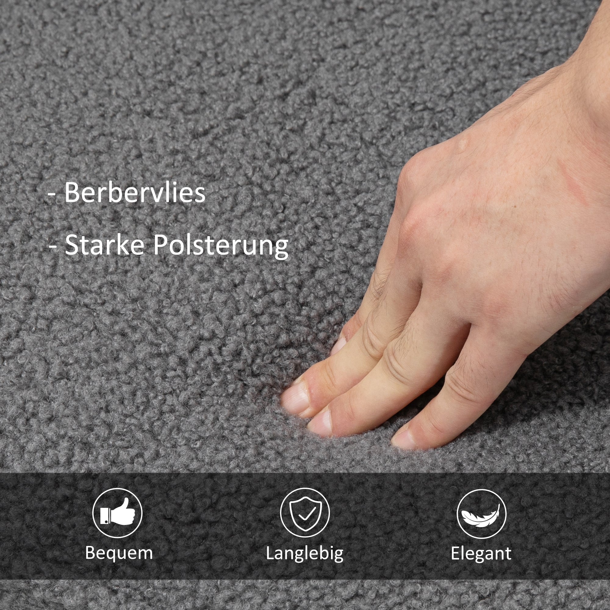 Rocking Armchair with Berber Fleece Look, Wooden Runners, 120kg Capacity, Dark Grey