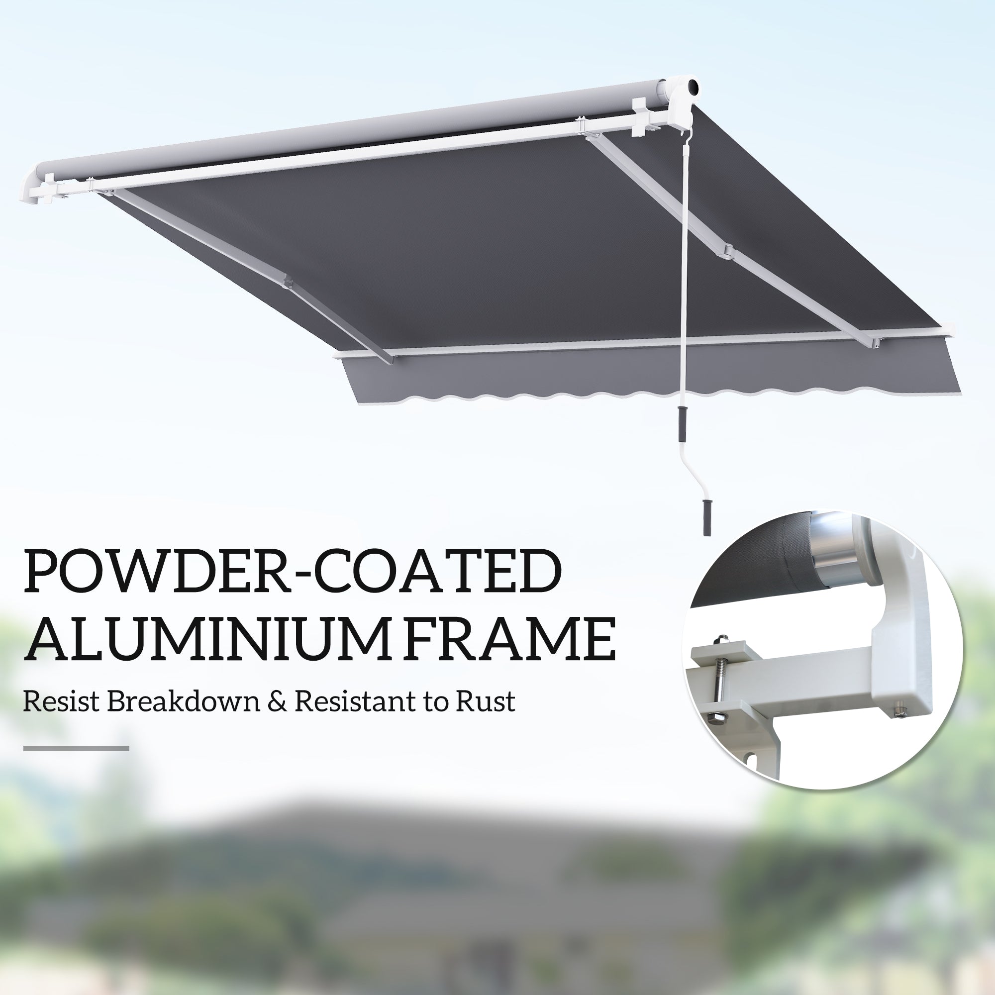 Manual Retractable Awning 4m x 3m - Grey