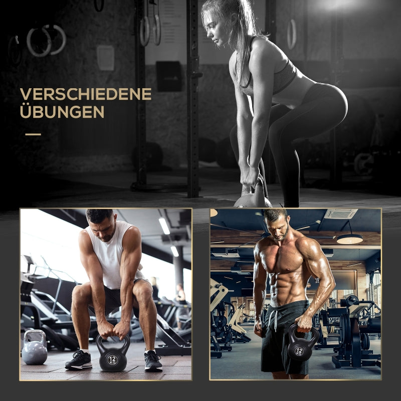 Kettlebell with 12kg Sand Filling for Beginners, Black