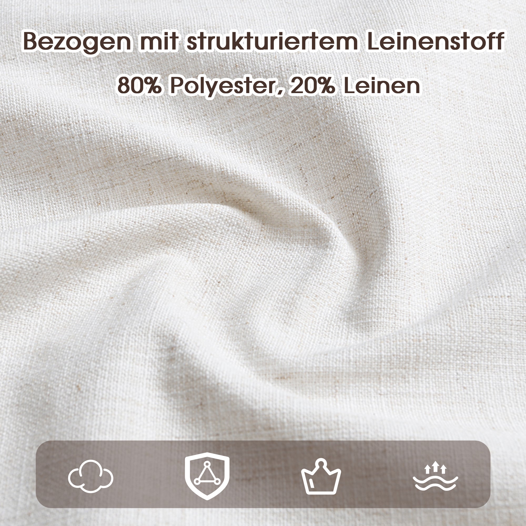 Solid Wood Dining Chairs with Rattan Backrests, Set of 2, Walnut and Linen