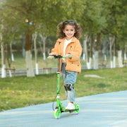 Children's Scooter with Double Brakes and Foldable Metal Frame, Green