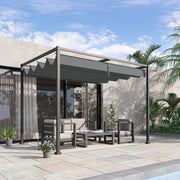 Pergola Pavilion Patio Cover, Sliding Roof 298 x 213 x 221 cm, Weatherproof Polyester Grey