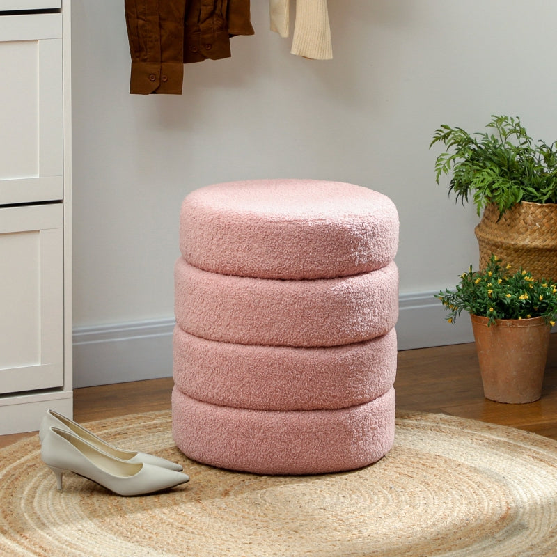 Stool round teddy fleece 120 kg pink