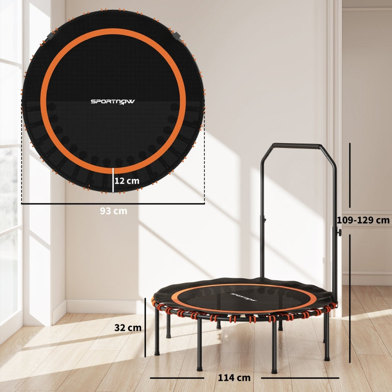 Fitness Trampoline, Adjustable Handrail for Indoor/Outdoor Use, Steel/Plastic Orange