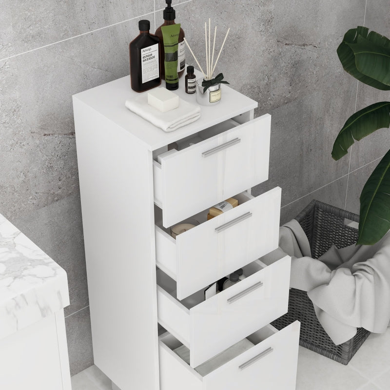 Narrow Bathroom Cabinet Adjustable Shelf 3 Drawers, White