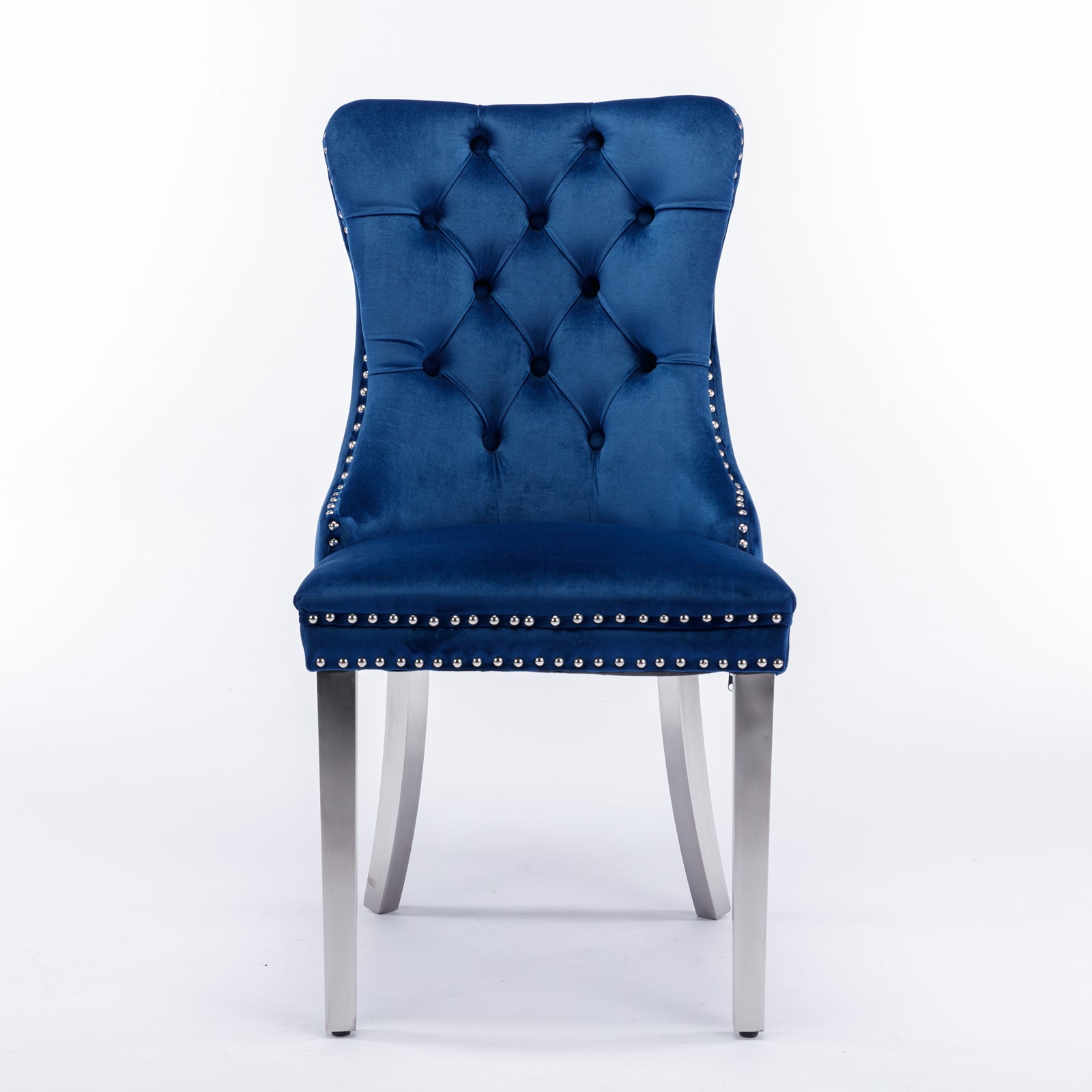 Nikki Collection Tufted Velvet Dining Chair Set of 2 - Blue/Chrome