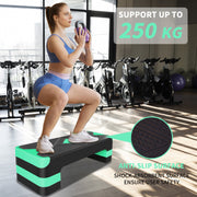 Aerobic Exercise Stepper Adjustable Height 3-Level 27" Platform - Green