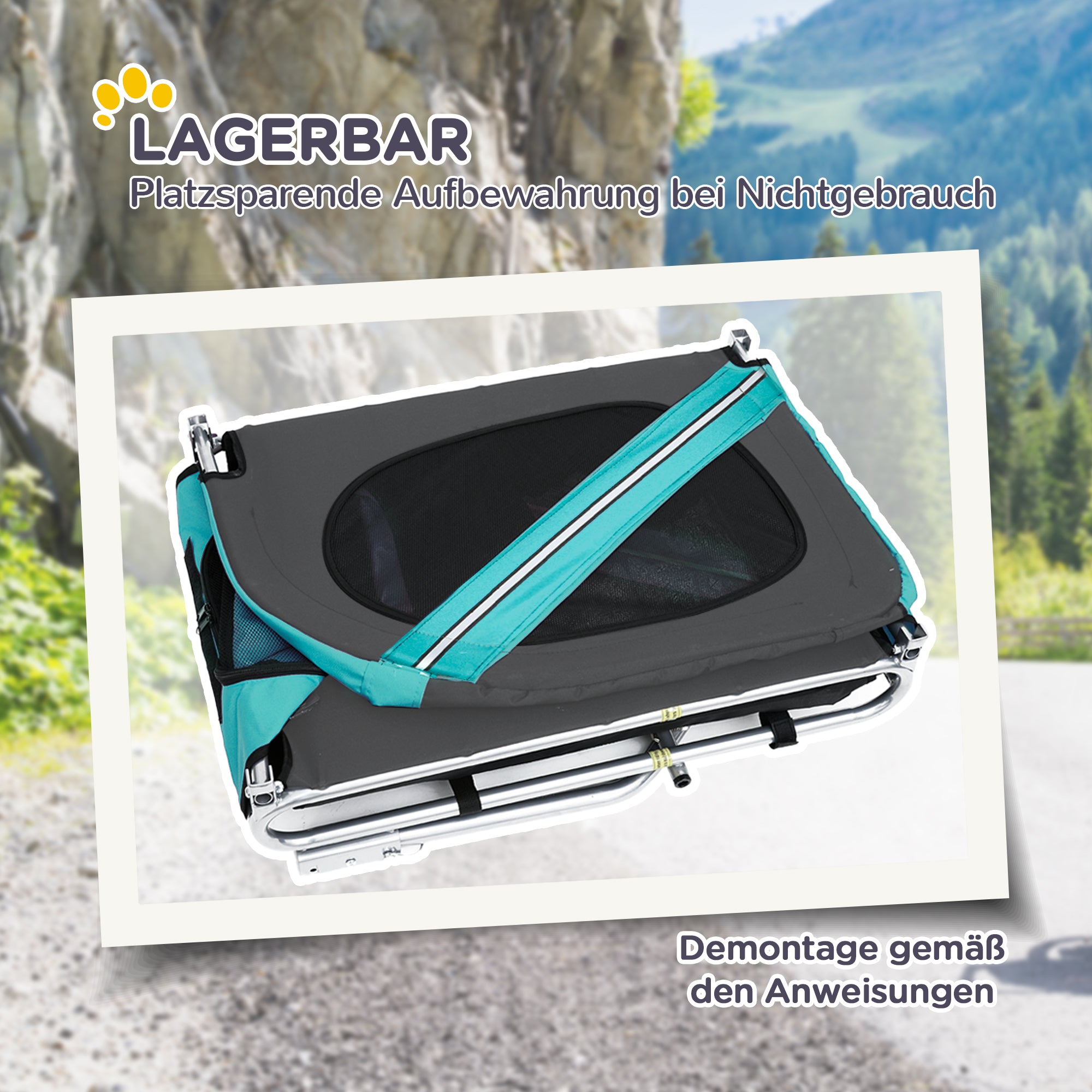 Dog Trailer, Bicycle Transporter, Oxford Fabric, Green