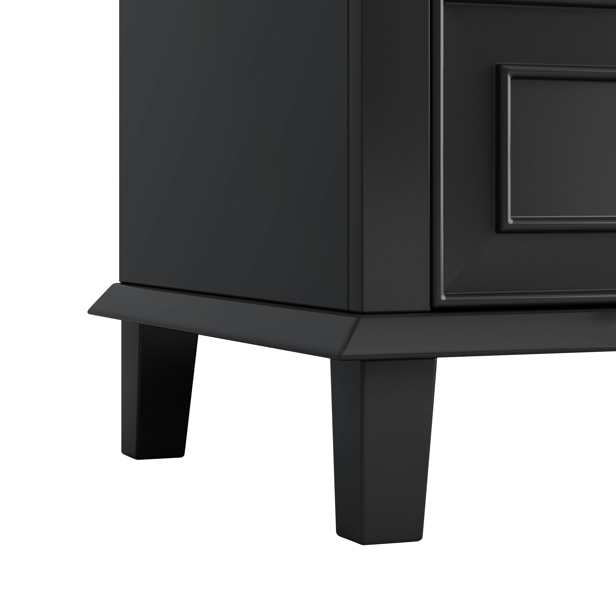 Bathroom Vanity Unit with Ceramic Sink and Solid Wood Legs, White and Black