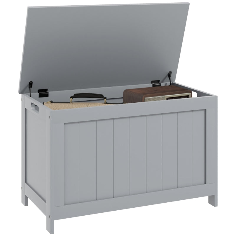 Storage Chest Modern Storage Trunk with Safety Hinges and Handles Grey